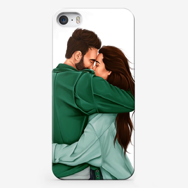 Чехол iPhone «Влюблённая пара в зелёном»