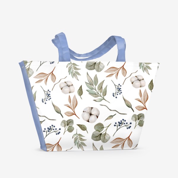 Пляжная сумка «Хлопок и листья»