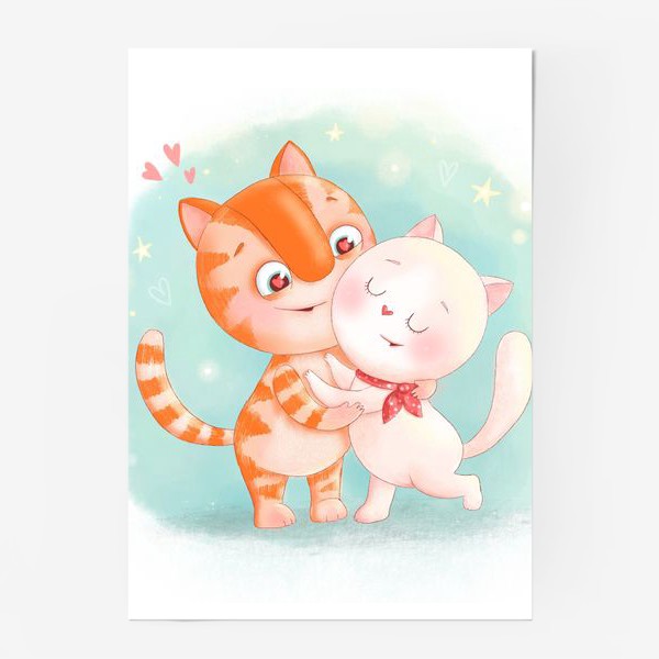 Постер «Влюбленные котики»