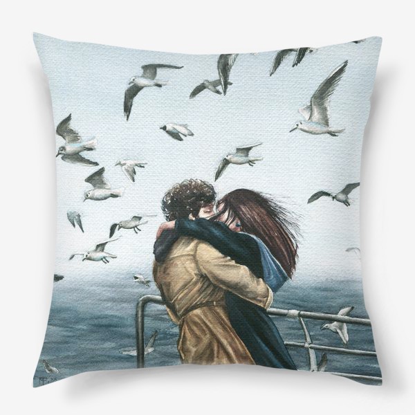 Подушка «Любовь и чайки»