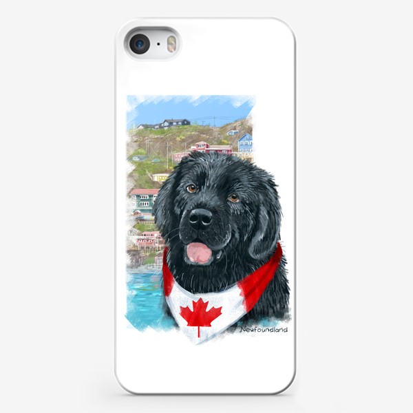 Чехол iPhone &laquo;Собаки и путешествия. Ньюфаундленд. Канада.&raquo;