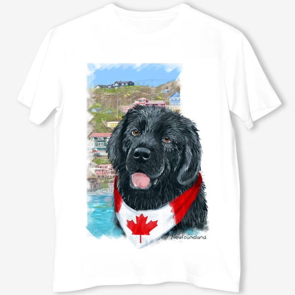 Футболка «Собаки и путешествия. Ньюфаундленд. Канада.»