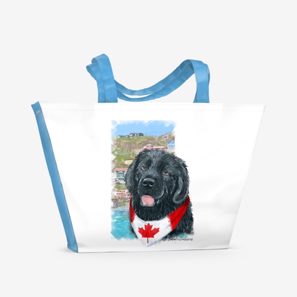 Пляжная сумка &laquo;Собаки и путешествия. Ньюфаундленд. Канада.&raquo;