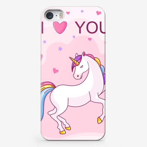 Чехол iPhone «Открытка с единорогом I love you»