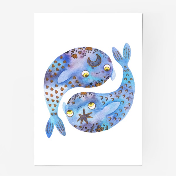Постер «Рыбы. Знаки зодиака. Подарок рыбам, подарок коллеге, подруге, маме, дочке, бабушке»
