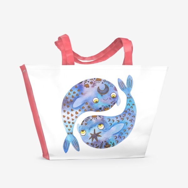 Пляжная сумка &laquo;Рыбы. Знаки зодиака. Подарок рыбам, подарок коллеге, подруге, маме, дочке, бабушке&raquo;