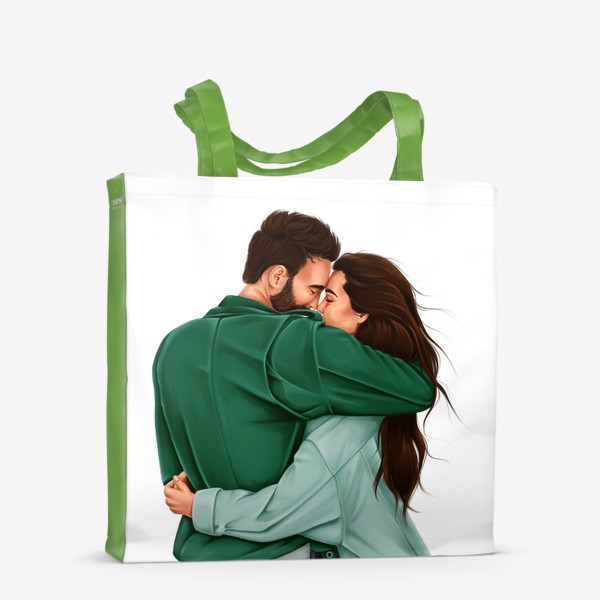 Сумка-шоппер «Влюблённая пара в зелёном»