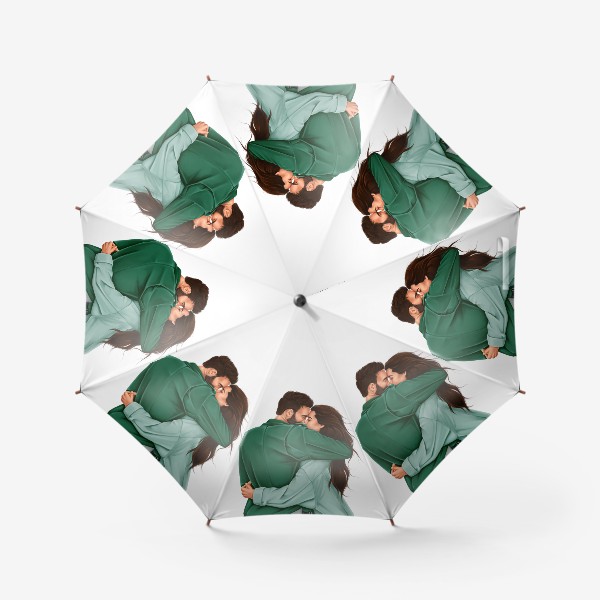 Зонт «Влюблённая пара в зелёном»