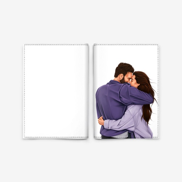 Обложка для паспорта «Влюблённая пара в сиреневом»