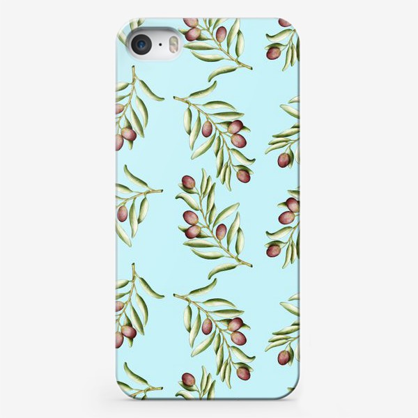 Чехол iPhone «Оливковые веточки на голубом»