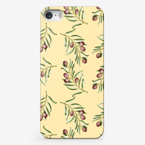 Чехол iPhone «Оливковые веточки на желтом»