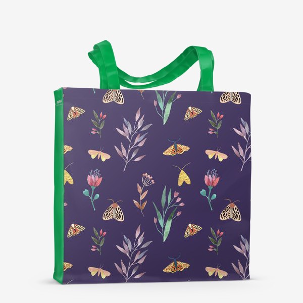 Сумка-шоппер «Весенние бабочки, ботаническая иллюстрация»