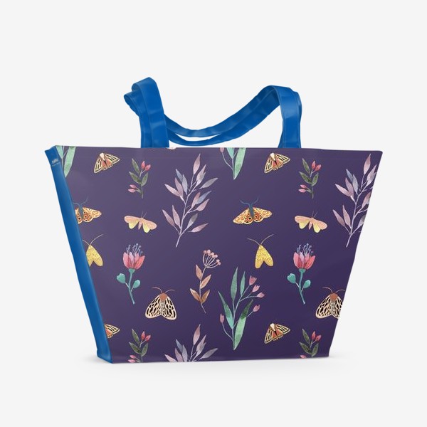 Пляжная сумка &laquo;Весенние бабочки, ботаническая иллюстрация&raquo;