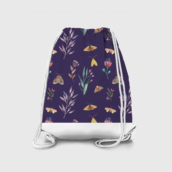 Рюкзак «Весенние бабочки, ботаническая иллюстрация»