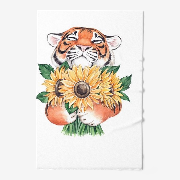 Полотенце «Тигр с подсолнухами»