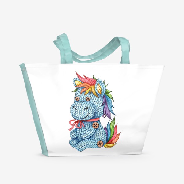 Пляжная сумка «Вязаный радужный пони»