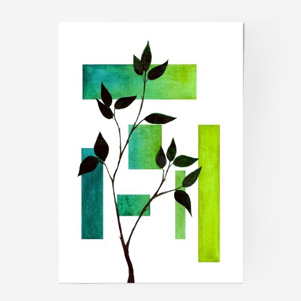 Постер &laquo;Растение и геометрия. Зелёный.&raquo;