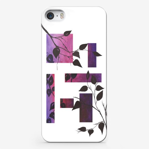 Чехол iPhone &laquo;Растение и геометрия. Фиолетовый.&raquo;