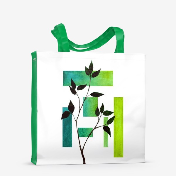 Сумка-шоппер «Растение и геометрия. Зелёный.»
