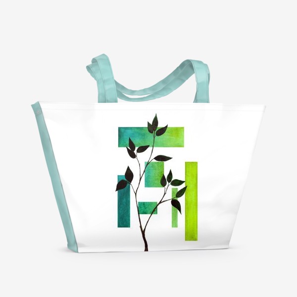 Пляжная сумка «Растение и геометрия. Зелёный.»