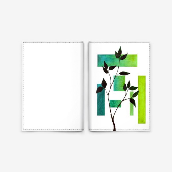 Обложка для паспорта «Растение и геометрия. Зелёный.»