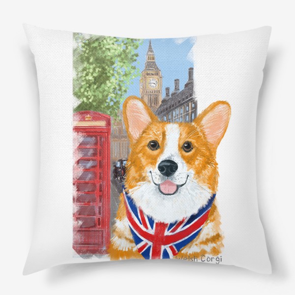 Подушка «Собаки и путешествия. Великобритания. Корги.»