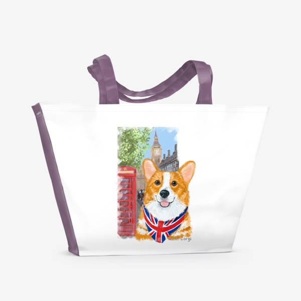 Пляжная сумка «Собаки и путешествия. Великобритания. Корги.»