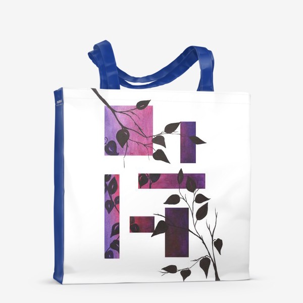 Сумка-шоппер «Растение и геометрия. Фиолетовый.»