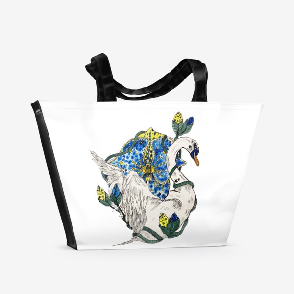 Пляжная сумка &laquo;Лебедь и орхидея&raquo;