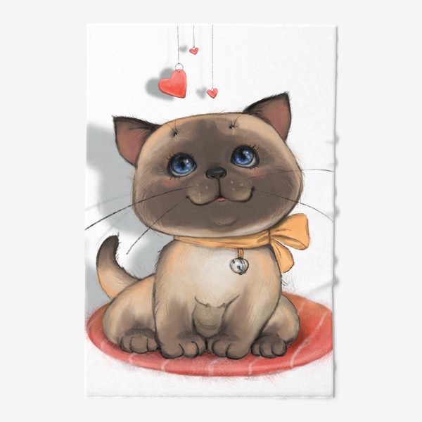 Полотенце &laquo;Siamese kitten with hearts&raquo;