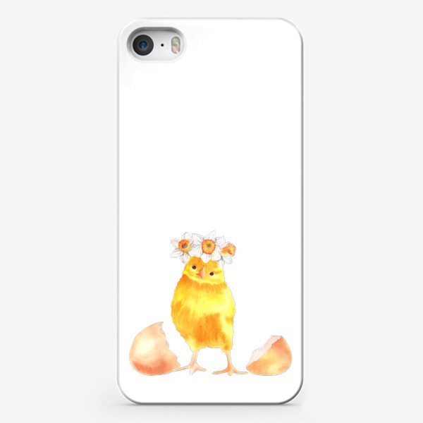 Чехол iPhone «Цыпленок с цветами - Пасха - Нарциссы»