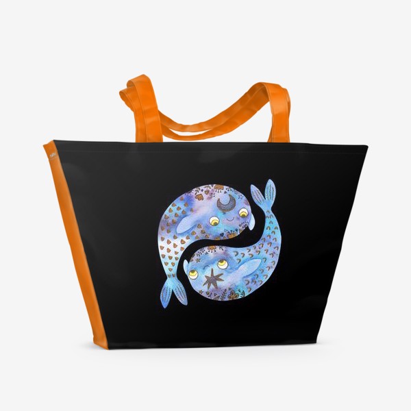 Пляжная сумка «Рыбы. Знаки зодиака. Подарок рыбам, подарок коллеге, мужу, брату, маме, дочке, сыну, бабушке, дедушке»