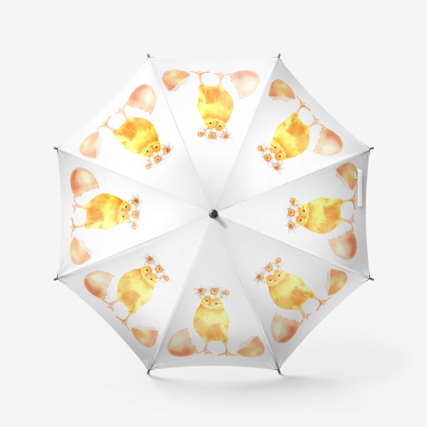 Зонт «Цыпленок с цветами - Пасха - Нарциссы»