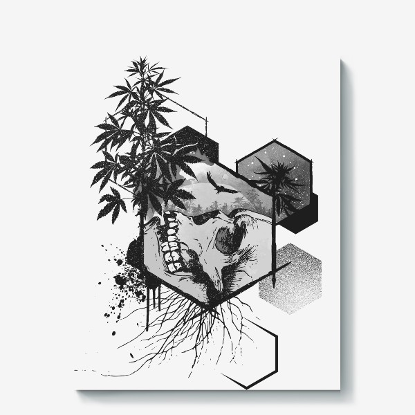 Холст «Weed Skull Hexagon»
