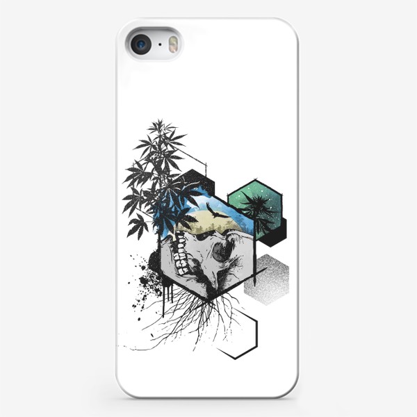 Чехол iPhone «Weed Skull Hexagon»