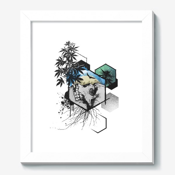 Картина «Weed Skull Hexagon»