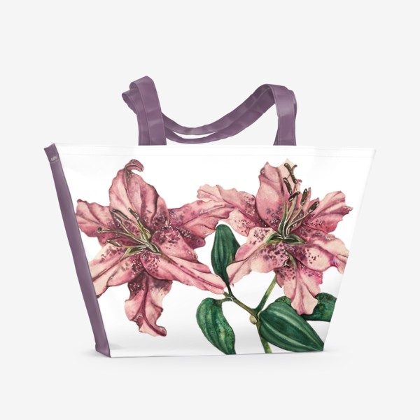 Пляжная сумка «Розовые лилии»