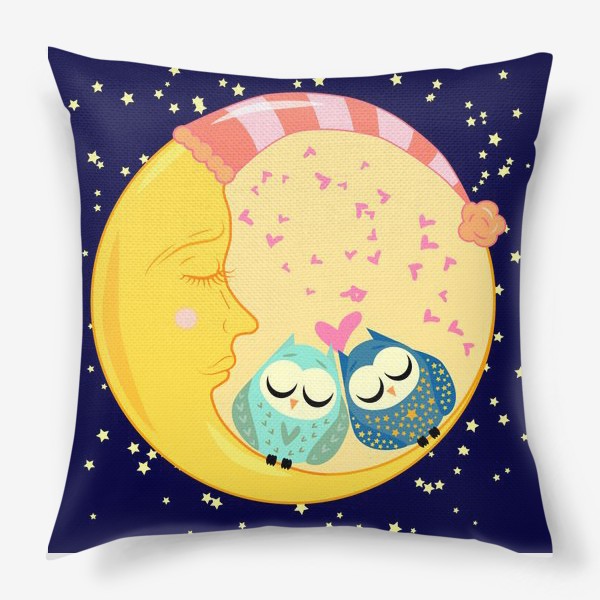Подушка «Влюбленные совы на луне»