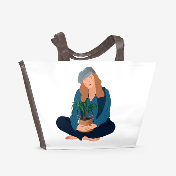 Пляжная сумка «Девушка с цветком»
