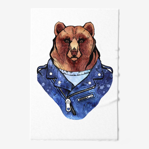 Полотенце «Медведь в куртке-косухе. Для него »