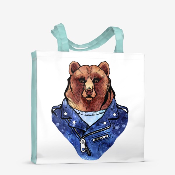 Сумка-шоппер «Медведь в куртке-косухе. Для него »