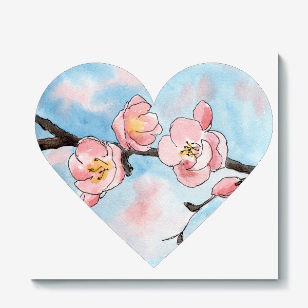 Холст «Сердце - цветущая сакура»
