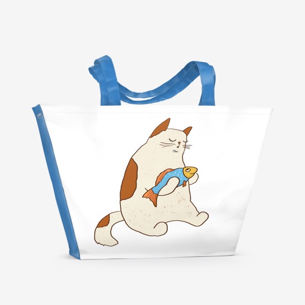 Пляжная сумка «Кот и рыба. Дружба.»