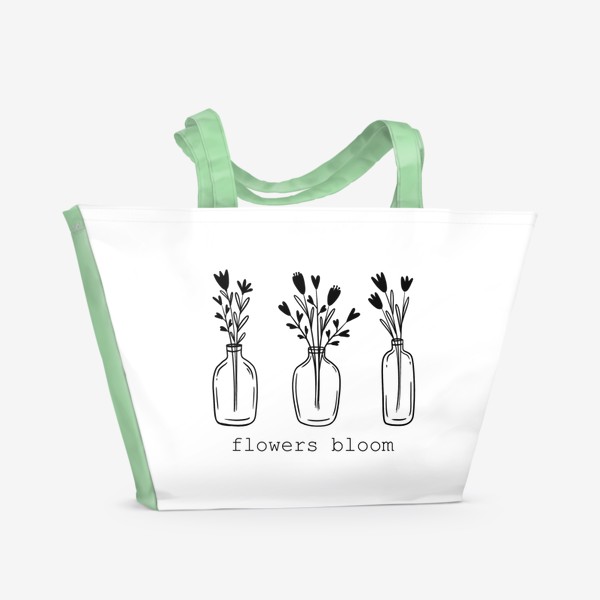Пляжная сумка «Цветы в вазах (графика, 8 марта)»