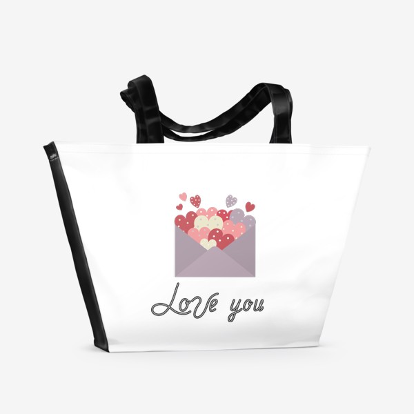 Пляжная сумка «Love you конверт с сердцами»