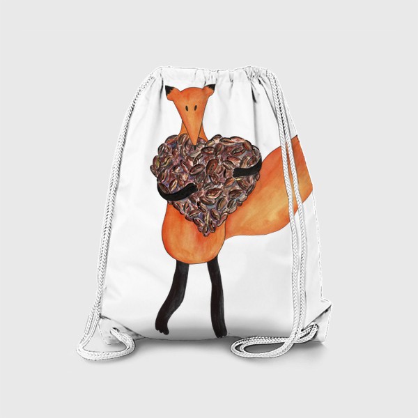 Рюкзак «Любовь: сердце, кофе, лис»