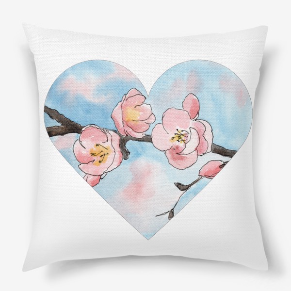 Подушка «Сердце - цветущая сакура»