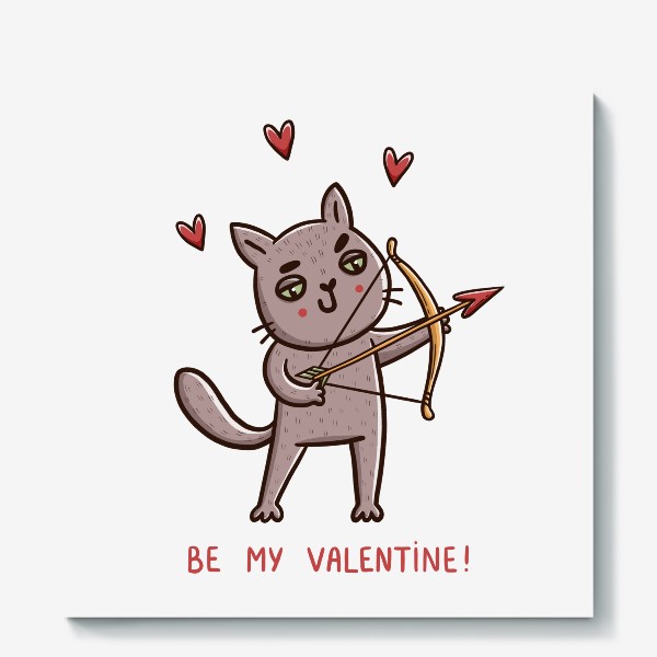 Холст &laquo;Дерзкий кот - купидон. Подарок на 14 февраля. Be my Valentine! День Святого Валентина&raquo;