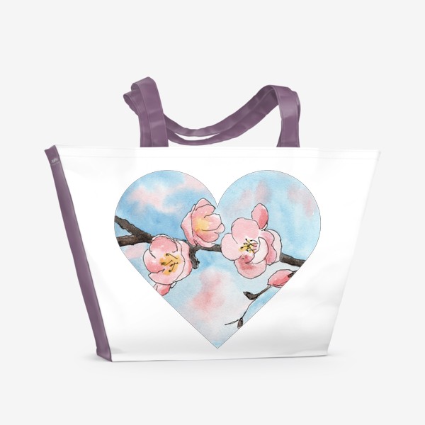 Пляжная сумка «Сердце - цветущая сакура»