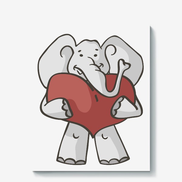 Холст «иллюстрация слон с большим сердцем»